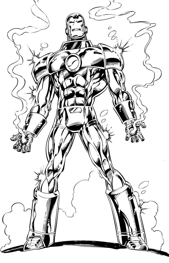 coloriage iron man en feu